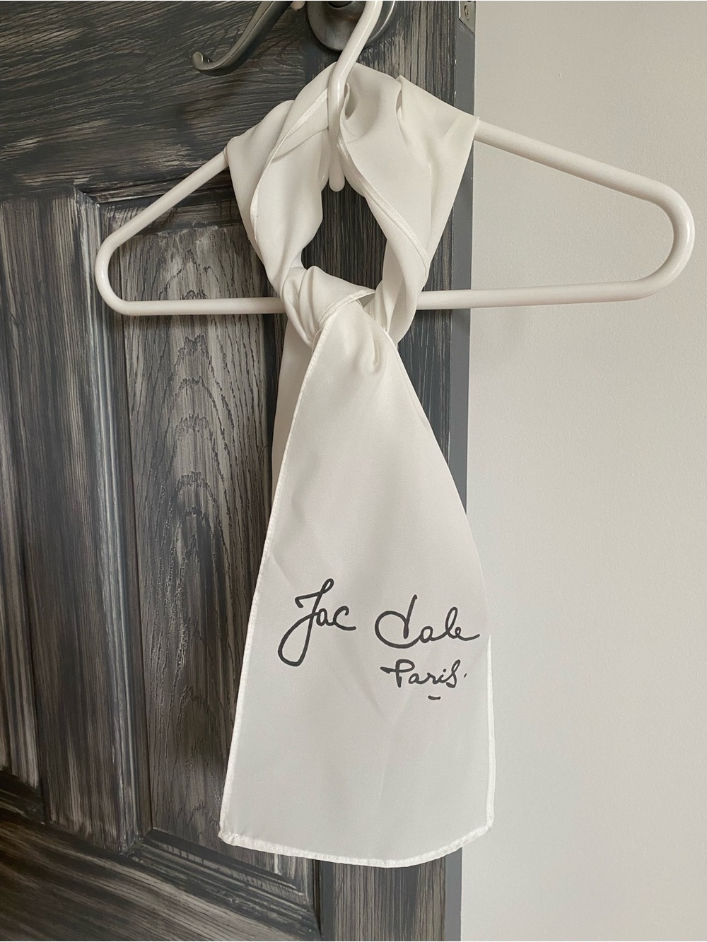 Rare Vintage Jac Dale Signature Scarf in White with Black Script